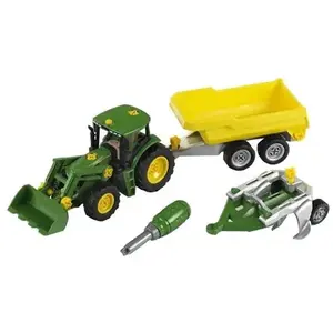 Klein Tracteur John Deere avec remorque à bois et à foin pas cher