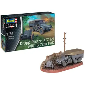 Revell Modelbouwpakket Militaire voertuigen - 63344 Krupp Protze KFZ 69 met 3,7cm Pak - Model Set Plastic - 1:76 - Modelbouw