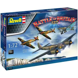 Revell Modelbouwpakket Vliegtuigen - 03766 Battle of Britain 85th Anniversary - Spitfire + Hurricane + 2x Junkers - Vliegtuigen Plastic - 1:72 - Modelbouw