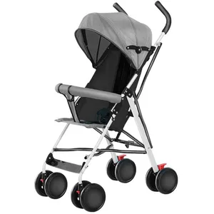 Poussette Canne 0-4 ans - LVHCMFOHM - Avec Moustiquaire et Capote en Trois Parties - 45x67x100 cm - Gris pas cher