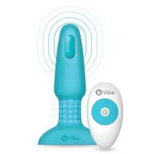 B-Vibe Plug Rotatif Télécommandé Rimming Bleu 15 cm pas cher