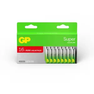 GP Batteries Piles AAA - Lot de 16 | GP Super| Piles Stilo AAA Alcaline 1,5 V/LR03 - Longue durée de vie pas cher