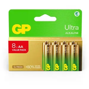 GP Batteries GP - Piles alcalines ultra, taille AA, 15AU/LR6, 1.5V, 8-packs (8 pcs, AA), Batteries + piles pas cher