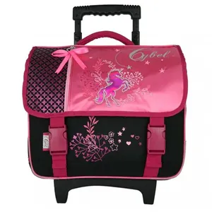 CYBEL Cartable à Roulettes 38 cm 2 Compartiments.+ 1 poche Rose Enfant pas cher