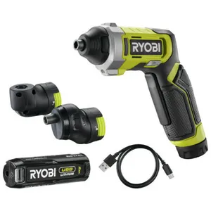Ryobi - Tournevis 4V usb Lithium - 1 batterie 2,0Ah - coffret 10 embou...