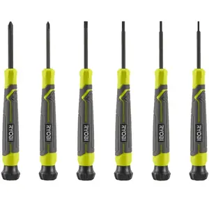 Jeu de 6 tournevis de précision - RYOBI - SL1, SL2, SL3, PH1, PH0, SL2 pas cher