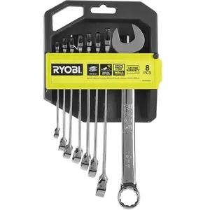 Jeu de 8 clés coudées mixtes Ryobi Angle de reprise 15° - RHWR8PC pas cher
