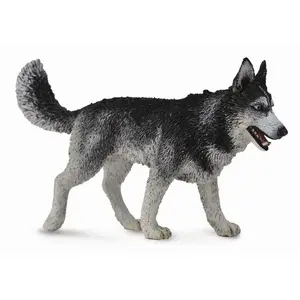 Collecta Figurine Chien : Husky de Sibérie - Noir et blanc - Intérieur - Figurine