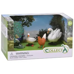 Collecta Set 4 Figurines De La Ferme : Paon, Oie, Poule Et Cygne pas cher