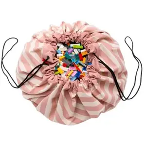 Play&Go Sac à jouets 2 en 1 Original Print Stripes Pink pas cher