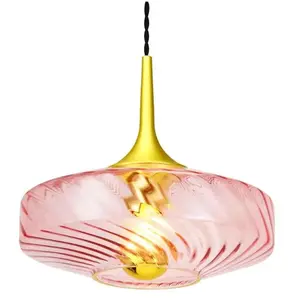 ROXANNE-Suspension LED Verre Ø20cm Rose Spinelle Elements Lighting Ø 20cm / H 25cm / Cordon dalimentation L 200cm pas cher