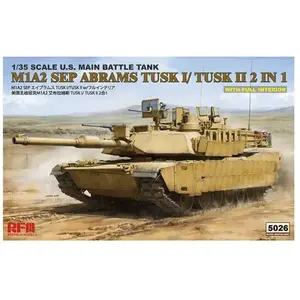 1:35 Rye Field Model 5026 U.S. Main Battle Tank M1A2 SEP Abrams TUSK I /TUSK II 2 in 1 with full interior Plastic Modelbouwpakket pas cher