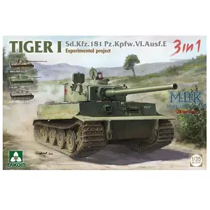 Takom Modelbouwpakket Militaire voertuigen - 2192 Panzerkampfwagen VI Tiger I - Sd.Kfz.181 Pz.Kfw.VI.Ausf.E Tiger I - Experimenteel Project 3 in 1 Plastic - 1:35 - Modelbouw