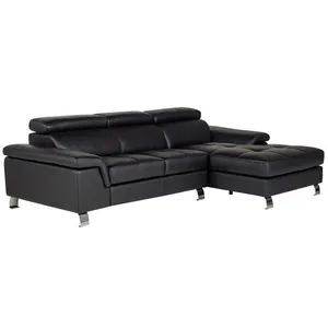VENTE-UNIQUE Canapé d'angle cuir MISHIMA - Noir - Angle droit pas cher
