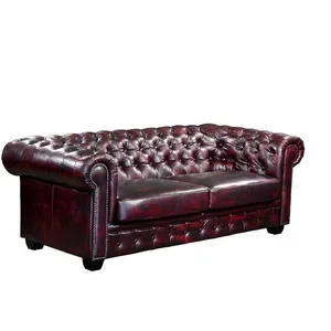 VENTE-UNIQUE Canapé chesterfield 3 places BRENTON 100% cuir de pas cher