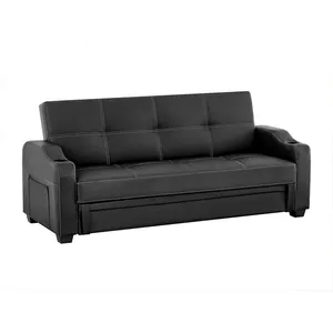 Canapé convertible clic clac en simili MIRELLA - VENTE-UNIQUE - Noir - 3 places - Moelleux - Contemporain pas cher