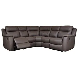 VENTE-UNIQUE Canapé d'angle relax cuir EVASION - Chocolat - Relaxation - Moelleux - Classique - Intemporel pas cher