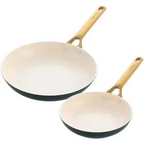 GreenPan Padova Koekenpannenset - Keramisch - 2-delig - 26 en 30cm - PFAS-vrij - Inductie koekenpannenset - Ovenbestendig tot 200°C - Vaatwasserbestendig - RVS handgrepen   Dennengroen