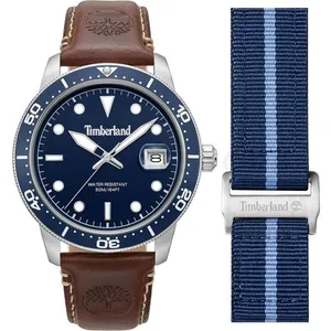 Timberland, Montre, Peatfield, Bleu, Marron, Beige, Argent, Turquoise, (Horloge analogique, 44 mm) pas cher