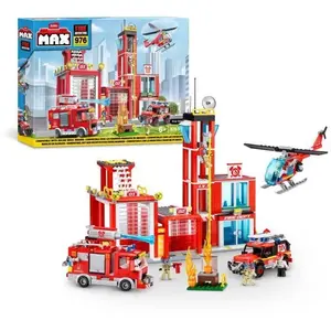 Zuru Max Build More Fire Station Large Brick Set (976 Bricks) pas cher