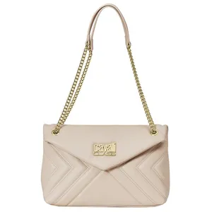 Sac bandoulière femme avec bandoulière chaîne CCHB0196-Ivoire pas cher