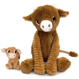 Peluche Vache maman et bébé Les Ptipotos Cassonade (31 cm) pas cher