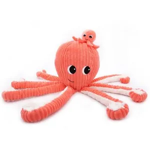 Peluche Pieuvre maman et bébé Les Ptipotos Corail (50 cm) pas cher