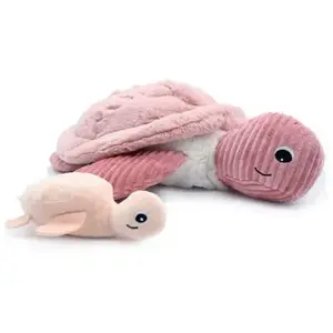 Peluche géante Les Ptipotos Sauvenou maman-bébé tortue rose (49 cm) pas cher