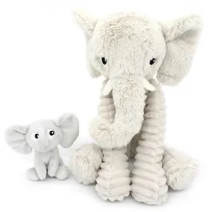 Peluche Eléphant maman et bébé Les Ptipotos Gris clair (35 cm) pas cher