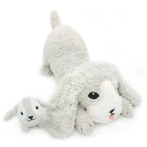 Peluche Chien maman et bébé Les Ptipotos Gris clair (34 cm) pas cher