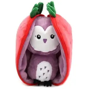 Les Déglingos - Peluche Flipetz Chouette Fraise - GLOBE TROTOYS pas cher