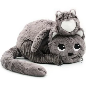 Les Déglingos Peluche Miaou le chat maman et bébé gris (32 cm) pas cher