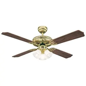 Westinghouse Lighting 78171 Ventilateur de plafond en laiton poli de 132 cm Monarch Trio, kit d’éclairage avec verre dépoli pas cher