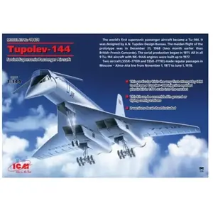 Maquette en plastique ICM - Tupolev Tu-144 1:144 - Kit de montage - Blanc pas cher