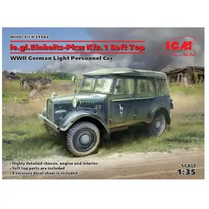 ICM le.gl.Einheitz-Pkwz.1 Soft Top,WWII German Light Personnel Car pas cher