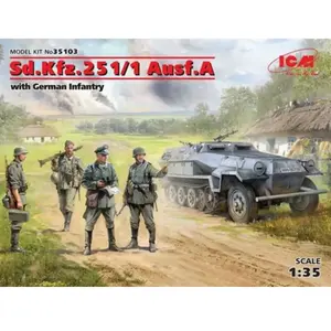 ICM 35103 Sd.Kfz.251/1 AUSF.A with German Infantry Kit de modélisme Gris pas cher