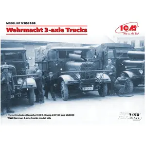 ICM Wehrmacht 3-axle Trucks (Henschel 33D1, Krupp L3H163, LG3000) pas cher