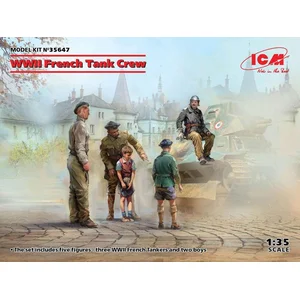 1:35 ICM 35647 WWII French Tank Crew (5 figures) Plastic ModelbouwpakketVendu parbol