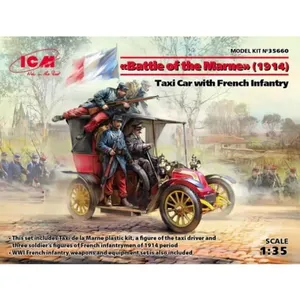 Maquette et figurines militaires - ICM - Taxi de la Marne avec Infanterie Française - 1/35 - Plastique
