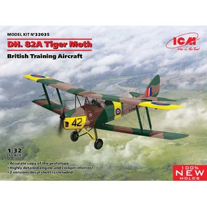 1:32 ICM 32035 DH.82 Tiger Moth - British Training Aircraft Plastic Mo...