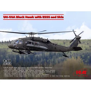 ICM Modelbouwpakket Militaire voertuigen - 48368 UH-60A Black Hawk met ESSS en Skis - Amerikaanse Transporthelikopter Plastic - 1:48 - Modelbouw pas cher