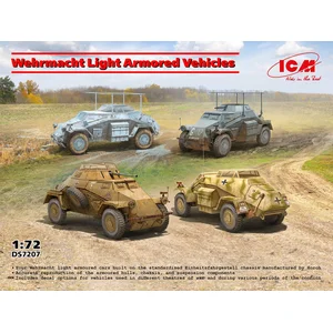 ICM Modelbouwpakket Militaire voertuigen - DS7207 Wehrmacht Light Armored Vehicles WWII - Sd.Kfz.222, Sd.Kfz.223, Sd.Kfz.260 - Sd.Kfz.261 Plastic - 1:72 - Modelbouw pas cher