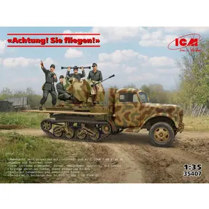 ICM Achtung! Sie fliegen! (Sd.Kfz.3b with 2 cm Flak 38 and crew) pas cher