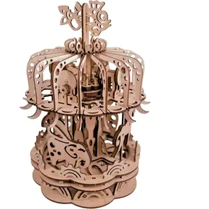 Mr. Playwood Carrousel - 3D houten puzzel - Bouwpakket hout - DIY - Knutselen - Miniatuur - 159 onderdelen pas cher