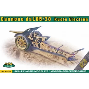 ACE Modelbouwpakket Militaire voertuigen - 72594 Italiaans WWII 105/28 Veldkanon met Rubberbanden - Artillerie Plastic - 1:72 - Modelbouw