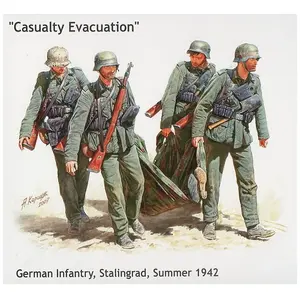 Master Box Modelbouwpakket Militaire voertuigen - 3541 Casualty Evacuation - Duitse Infanterie Stalingrad Zomer 1942 WWII - 5 Figuren Plastic - 1:35 - Modelbouw pas cher