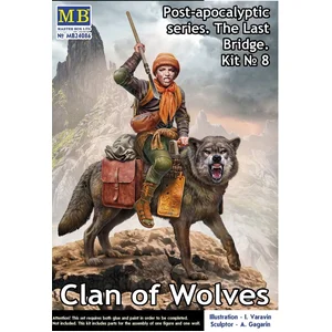 Master Box Modelbouwpakket Militaire voertuigen - 24086 Post-apocalyptische serie - De Laatste Brug - Set No. 8 - Clan der Wolven - Figuren Plastic - 1:24 - Modelbouw pas cher