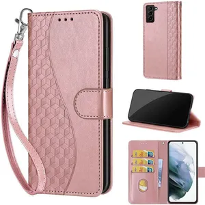 Coque pour Samsung Galaxy S22+/S22 Plus  6.6", Case de Portefeuille Antichoc-Housse Étui Fentes Cartes et Magnétique- Cube or roseVendu parcdiscount
