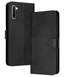 NOBRAND Coque pour Samsung Galaxy Note 10,Flip Housse Étui Protection Rabat Clapet Magnétique[Porte Cartes]Antichoc Béquille Noir D768Vendu parcdiscount