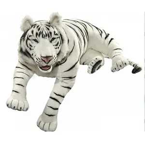 Anima Peluche Tigre Blanc Couché 150 Cm Anima pas cher